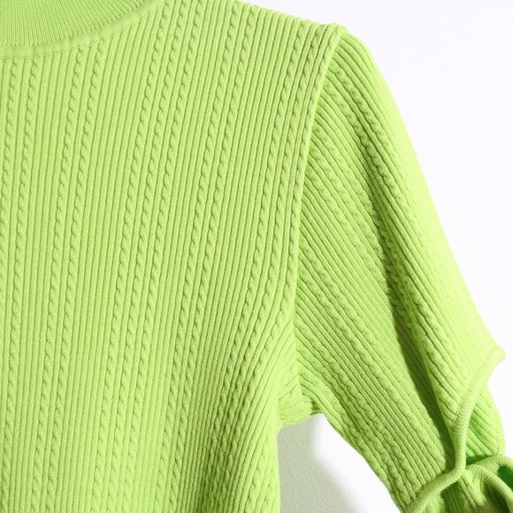 Andersson Bell Jessica Embellished Cutout Neon Cable-Knit Turtleneck Sweater - Picture 7 of 16